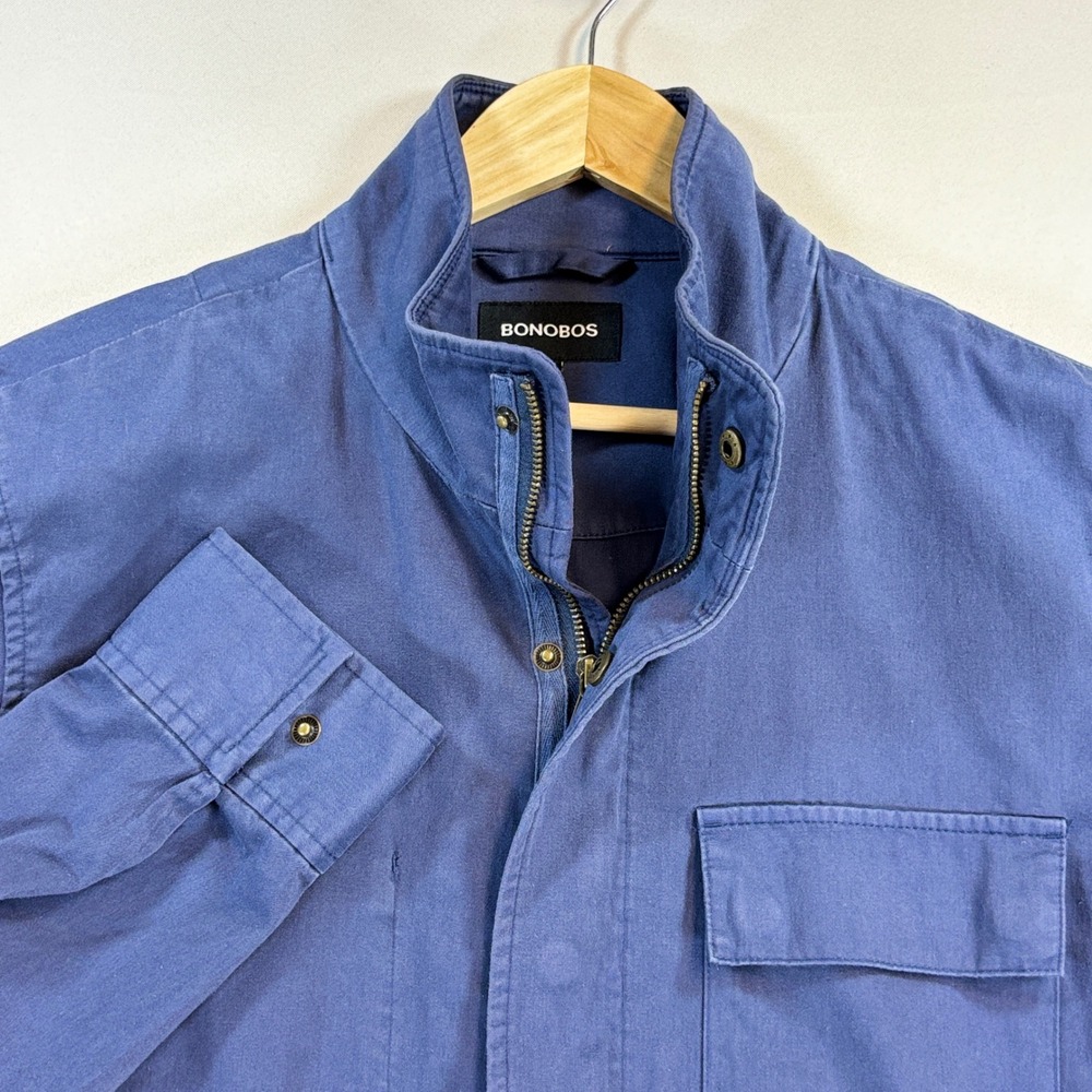 Bonobos Field Jacket Mens M Navy Cotton Snap Zip Utility Pockets Workwear